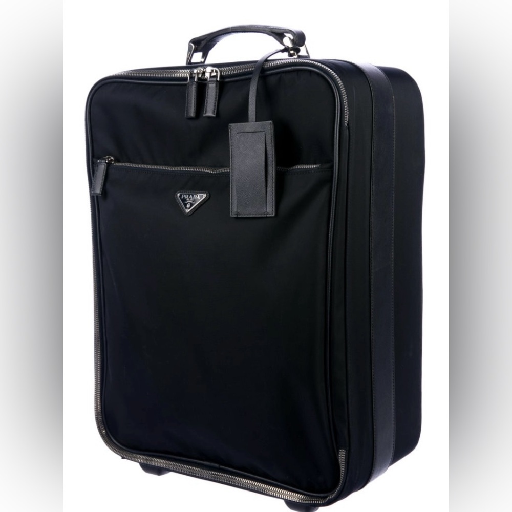 Prada Saffiano-Trimmed Tessuto Carry-On Suitcase - Blue